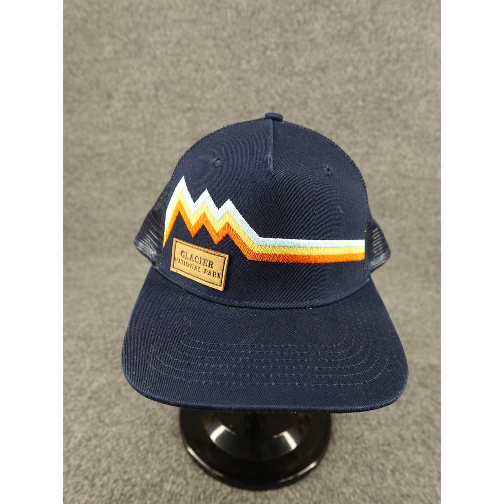 Locale Trucker Hat Unisex OSFM Navy Glacier National Park Retro Mountain Patch